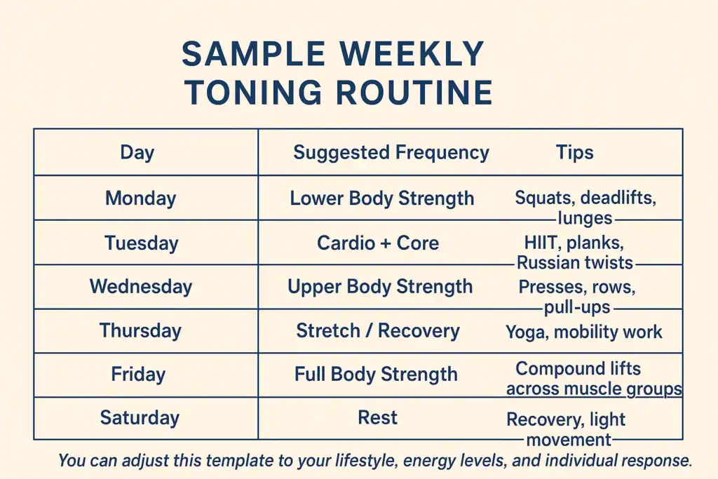 Achieving the Perfect Tone: How Often Should You Exercise for Results? 4 Weekly exercise Eastbourne plan graphic