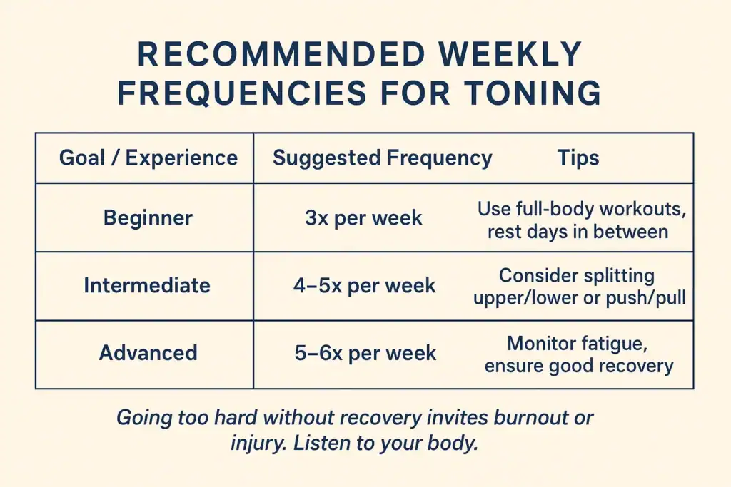 Achieving the Perfect Tone: How Often Should You Exercise for Results? 2 Graphic to show how often you should do exercise to help with toning Eastbourne