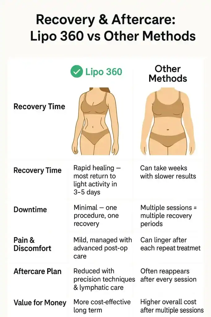 Recovery and Aftercare for Fat-Dissolving Surgery 2 Table to show fat dissolving injection aftercare Eastbourne